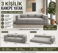 3 KİŞİLİK KANEPE YATAK-GRİ