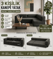 3 KİŞİLİK KANEPE YATAK-ANTRASİT