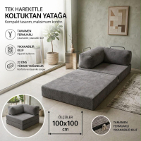 TEK KİŞİLİK KATLANANBİLİR YER KOLTUĞU YATAK-GRİ